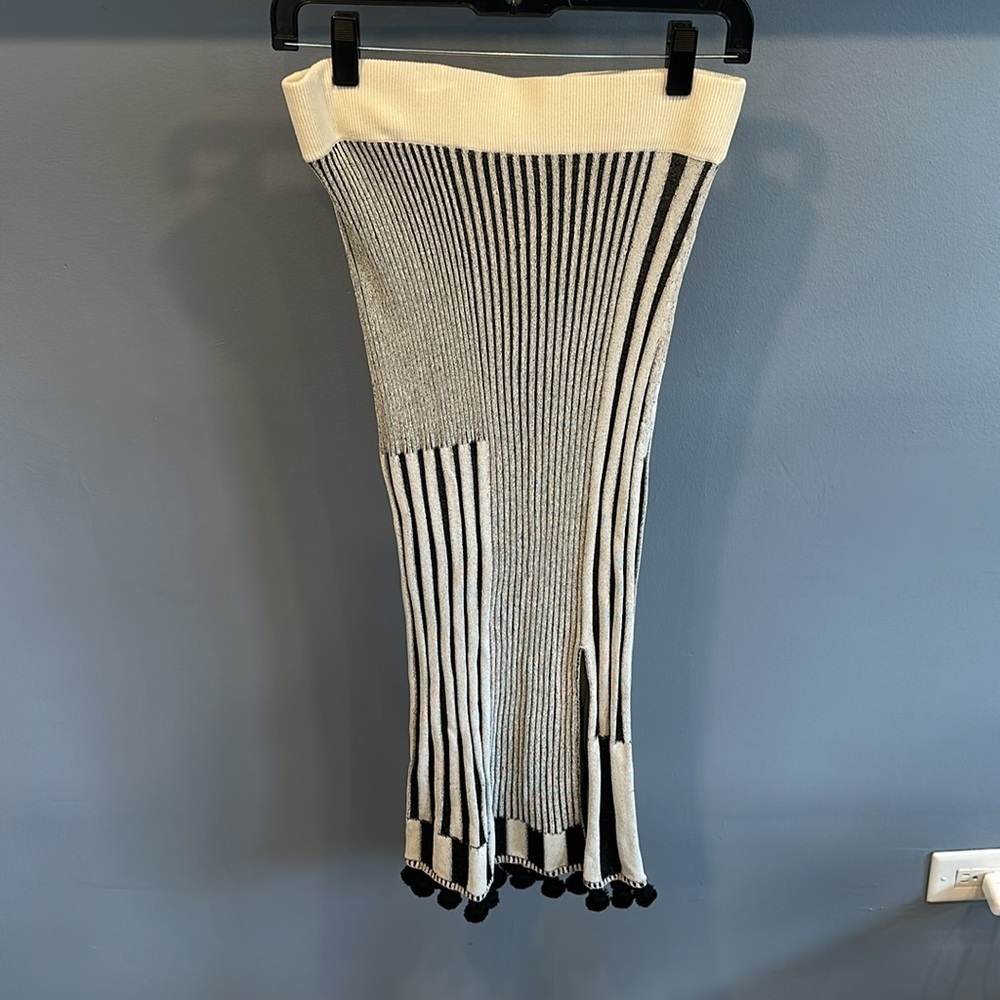 ALTUZARRA Spire Tasseled Ribbed Stretch-knit Skirt In Black Size Small - Picture 3 of 8